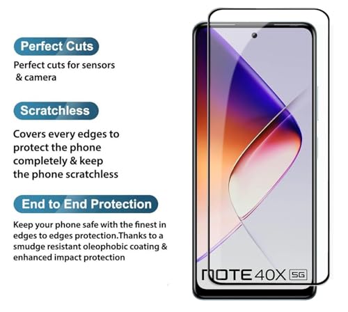 Image of 100FIT Tempered Glass For Infinix Note 40X 5G With Full Glue Edge-to-Edge Protector And Easy Installation Kit