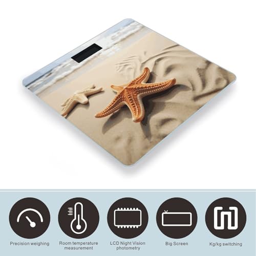 Báscula digital de baño con diseño Starfish on The Sand Beach miniatura 3