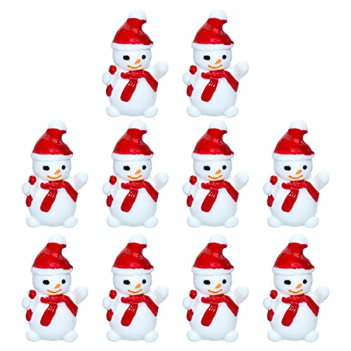 Beatifufu 10pcs Mini Snowman Resin Ornaments Adorable Christmas Decor for Home Office Projects for Festive Landscapes and Unique
