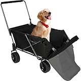 REDCAMP Extra Long Collapsible Beach Wagon Dog Stroller with Tailgate, 220L Heavy Duty Folding Utility Beach Cart with All-Terrain Wheels for Sand Camping Sports Shopping