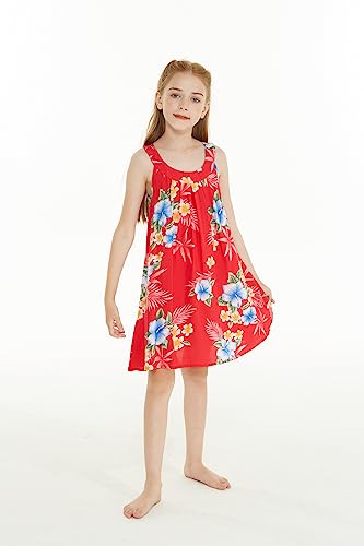 Image of Matchable Family Hawaiian Luau Men Women Girl Boy Clothes in Hibiscus Red