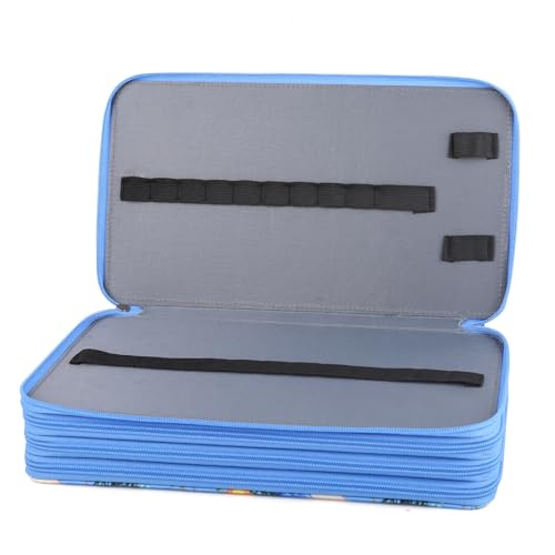 Image of Colored Pencil Case - Large Capacity Colored Pencil Holder with Zipper Closure Twill Fabric Pencil Case for 300 Colored Pencils or 200 Gel Pen, Pencil Case Organizer for Artist (Blue Flower)