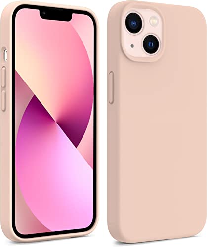 Image of Elzzi Compatible with iPhone 13 Case, Liquid Silicone Case, Full Body Protective Cover, Shockproof, Slim Phone Case, Anti-Scratch Soft Microfiber Lining, 6.1 inch - Pink