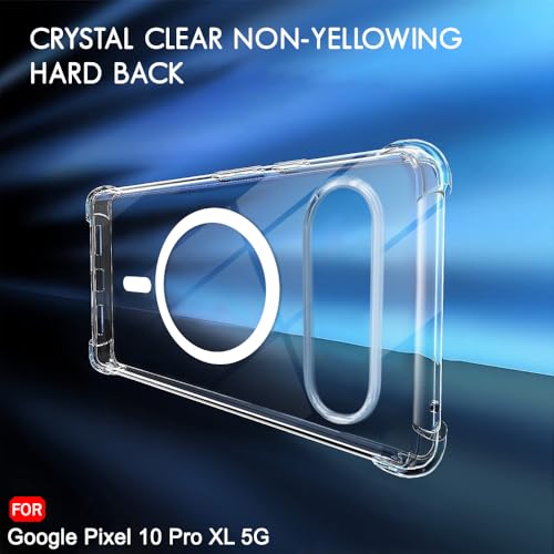 Image of TheGiftKart Shockproof Ultra-Hybrid Back Cover Case for Google Pixel 10 Pro XL Compatible with MagSafe | 360 Degree Protection | Crystal Clear Hard Back Cover Case (PC & TPU, Transparent Bumper)