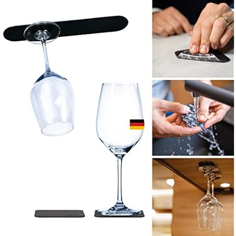 silwy® Vorteilsset Magnetgläser Wein bestehend aus feinen, magnetischen Kristallgläsern Wein inkl. metallischen Nano-Untersetzern sowie einer Metall-Leiste 25 cm Black Cover