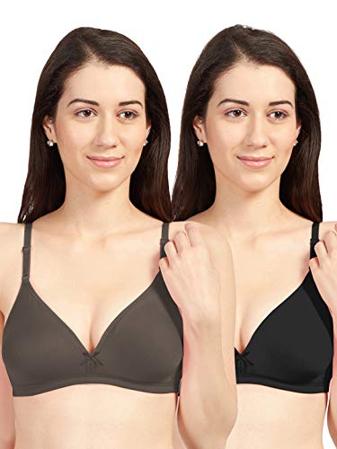 Image of SONARI Omania Womens Non-Padded Cotton Polyester Bras - Solid, Non-Wired, Medium Coverage, Hand Washable (Pack of 2)