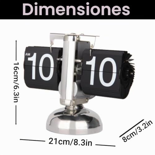 Reloj mecanico digital retro Tyenaza de escritorio negro minimalista auto flips de un pie 4