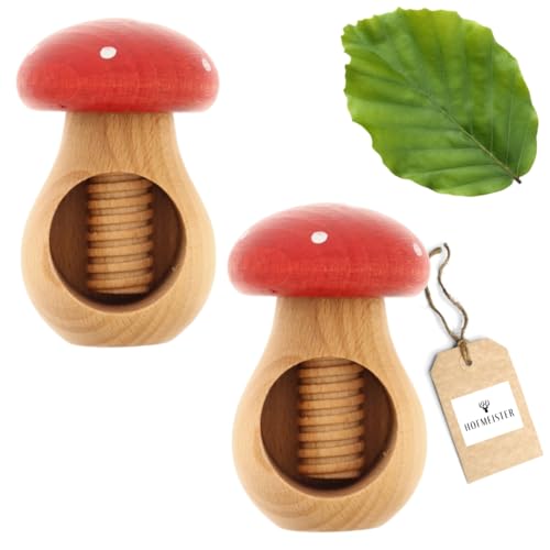 2X HOFMEISTER® Nussknacker Fliegen-Pilz, Buchen-Holz, Handarbeit aus Europa, knackt einfach Jede Nuss, ideal für Senioren, 10 x 6,5 x 6,5 cm 2X HOFMEISTER® Nussknacker Fliegen-Pilz, Buchen-Holz, Handarbeit aus Europa, knackt einfach Jede Nuss, ideal für Senioren, 10 x 6,5 x 6,5 cm