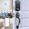 Front Door Lock Set, ADIUIVE Fingerprint Keyless Entry Door Lock with Handle, Smart Locks for Front Door, Electronic Keypad Door Lock Work with App Control Auto Lock（Keypad+Fingerprint+Key+IC+APP）