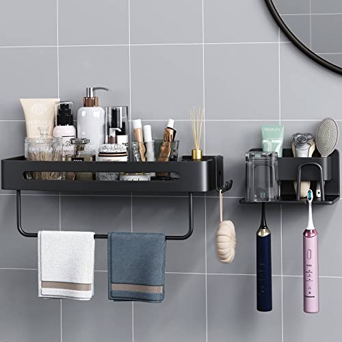 Junshqim Toothbrush Holders For Bathrooms, Bathroom Countertop Organizer Metal, Toothbrush Holder Wall Mounted Save Space, Tooth Brushing Holder Durable, Black Electric Bathroom Toothbrush Holder Set… #TOP1