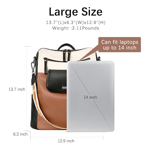 Image of CLUCI Leather Backpack Purse for Women, Large Fashion Convertible Anti-theft, Travel Backpack Purses