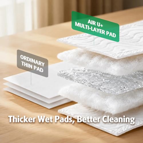 Image of AIR U+ Wet Pads Refill for Swiffer Sweeper Wet Mopping Cloth, Unscented Disposable Floor Cleaning Wipes, 30 Count