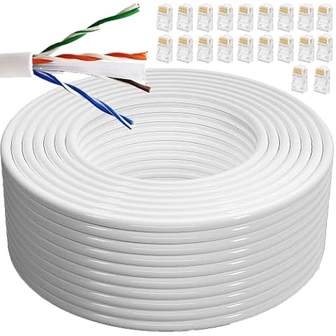 Lan Cable 100m Outdoor, Cat6 Extra Long Ethernet Cable 100 Meters Outside Internet Cable High Speed, Cat 6 UTP 23AWG External Bulk Network Gigabit Network Line Weatherproof Internet Wire Cable Cover