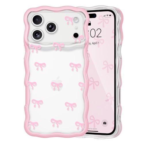 Nœud rose coque iPhone 17 Pro Max mignon étui idée cadeau femme