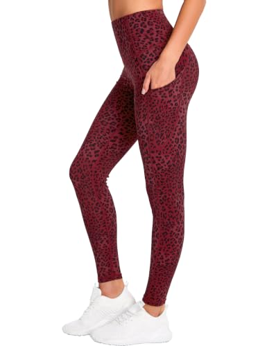 Image of THE GYM PEOPLE Thick High Waist Yoga Pants with Pockets, Tummy Control Workout Running Yoga Leggings for Women