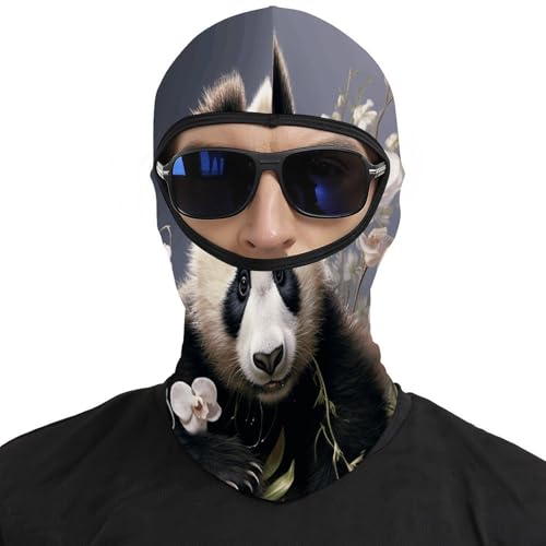 Balaclava para Hombres y Mujeres con Cara de Panda con Flores, Máscara Térmica para Rostro, Protección contra el Frío, para Motociclismo y Esquí, Invierno miniatura 3