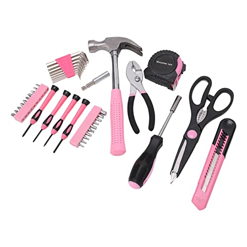 Kit de herramientas combinado portátil de 39 piezas rosa miniatura 1