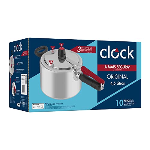 Panela de Pressão Polida 4,5L Fechamento Interno, CLOCK 9295302823, Polido