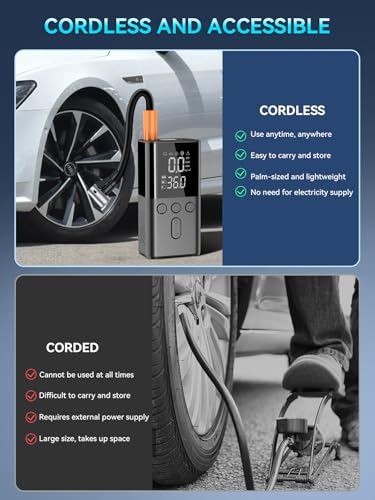 WYRIAZA Elektrische Luftpumpe 10000mAh Akku Kompressor 150PSI Akku Luftpumpe Fahrrad Auto Autoreifen Mini Pumpe Luftkompressor Fahrradpumpe Elektrisch mit Digital LED für Autos Fahrräder Motorräder