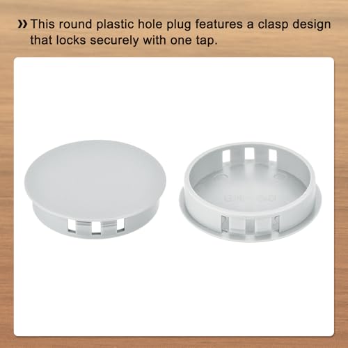 Image of MECCANIXITY 64PCS 50mm(2 inch) Light Gray Plastic Hole Plugs, Flush Type Panel Hole Plugs Insert End Caps for Locking Hole Tubes Furniture Cabinet
