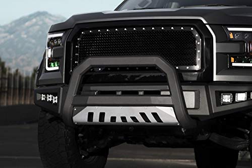 Image of Armordillo USA 7173859 AR Series Bull Bar - Matte Black with Aluminum Skid Plate Fits 1988-2000 Chevy C /K1500