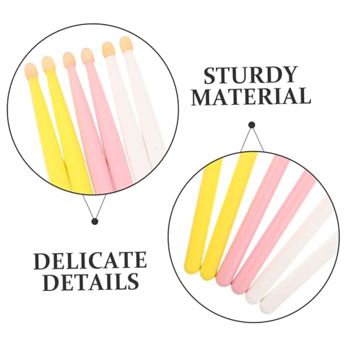 Set de 3 pares baquetas de madera 5A colores rosa blanco amarillo miniatura 3