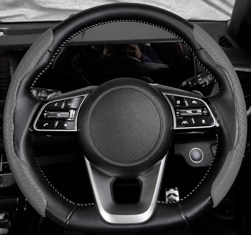 Image of High Life Carbon Fiber Steering Wheel Grip Pads - Grey Color | Anti-Slip Textured Steering Wheel Cover Grip | Universal Fit for Cars | Premium Comfort & Control