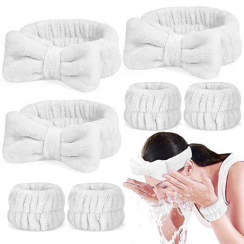Crosize Face Washing Headband and Wristband Set for Women, 7 Pack, Microfiber, Ideal for Makeup, Face Wash, Doing a Mask, Exercise, Showering