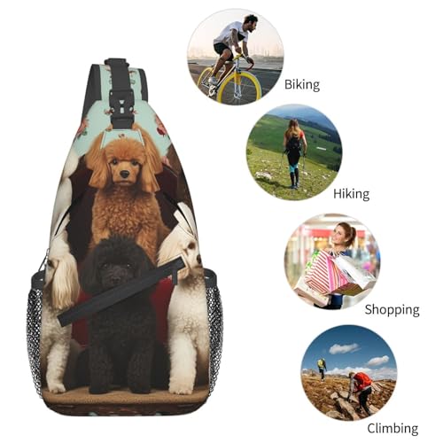 Bolso tipo Sling con diseño de perros Poodles Negro miniatura 5