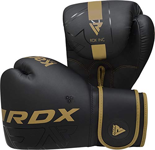 RDX Guantes de Boxeo Muay Thai Entrenamiento, Maya Hide Cuero, Kara Boxing Gloves para Sparring Kickboxing Saco Manoplas de Boxeo MMA Fight Training, Hombres Mujeres, 8 10 12 14 16oz