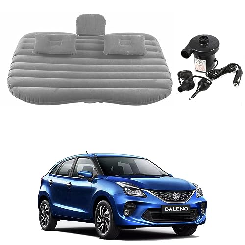 Image of Oshotto Multifunctional Car Travel Bed Mattress with Two Air Pillows, Car Air Pump Compatible with Maruti Suzuki Baleno 2015-2026 (Grey)