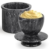 Butter Crock with Lid, Soft Spreadable Butter keeper, Marble French Butter Keeper to Leave On Counter, Butter Dish, Home and Kitchen Decor for Countertop -all (Dark Grey, Large)