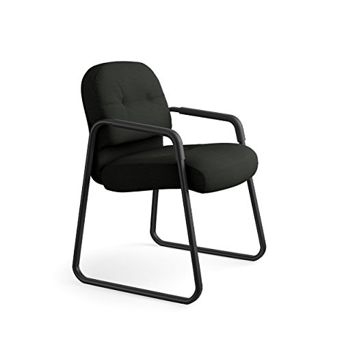 Image of HON 2093SR11T Leather 2090 Pillow-Soft Series Guest Arm Chair, Black