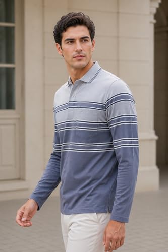 Image of Full Sleeve Polo T Shirt for Men Cotton with Pocket and Collar - Regular Fit Tshirt
