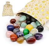 Bunter Edelsteine Set Große 330g, Edelsteine für Kinder 2-3 cm, Kristalle Heilsteine, Trommelsteine Mix, Kristall Steine, Dekosteine, Glückssteine Mit Stoffbeutel, für Wahrsagerei, Dekoration, DIY