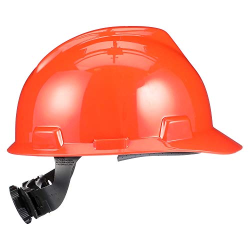 Msa 475361 V-Gard Cap Style Safety Hard Hat With Fas-Trac Iii Ratchet Suspension | Polyethylene Shell, Superior Impact Protection, Self Adjusting Crown-Straps Standard Size In Orange #TOP3