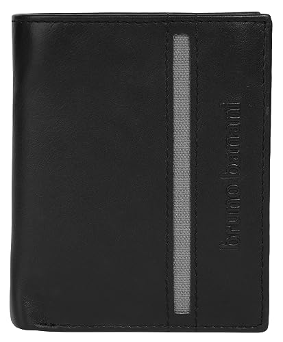 bruno banani kleine Geldbörse im Hochformat Echt Leder Herren | Zeitlose Geldbörse, schlankes Portemonnaie, RFID-Schutz, 1 Münzfach mit Druckknopfverschluss, 2 Scheinfächer, 10 Fächer | 021943