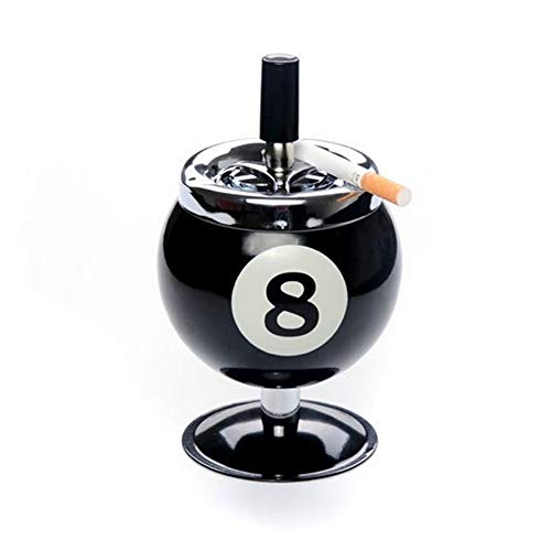 AMITD Cenicero A Prueba De Viento con Tapa,Billar Número 8 Es El Concepto De Diseño,Adecuado para Ceniceros De KTV, Billar, Sala De Estar, Cibercafé,No. 8 Cover