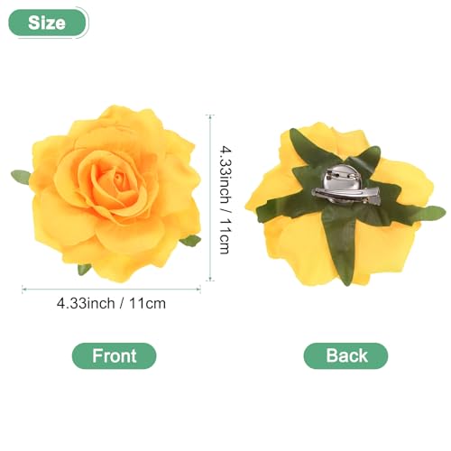 Broche floral para cabello amarillo de 11 cm miniatura 3