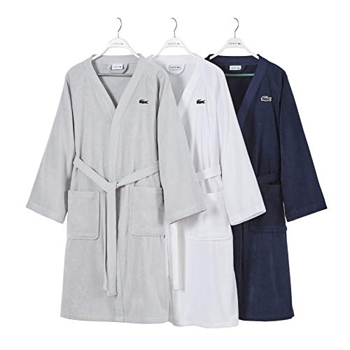 Image of Lacoste Classic Pique Cotton Terry Bath Robe, Unisex, One Size,