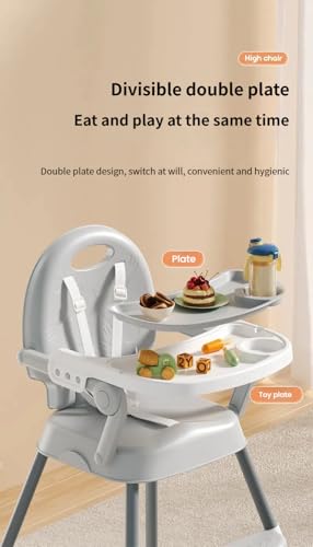 Image of Nine point nine High Chair with Three Modes, Highchair for Babies and Toddlers, Adjustable and Easy to Fold High Chairs, Highchairs with Non-Slip Pedal (8123 Grey)