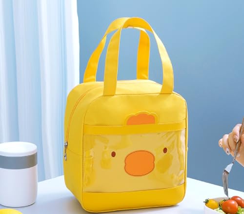 Image of CoolKraft Lunch Bag for School Kids, Girls, Cute Animal Design Bag, Lunch Bag for Office Women Travel Picnic Bag, Insulated Portable Tiffin Bag 29 x 18.5 x 14 cm (Yellow)
