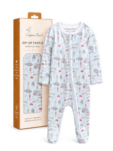 Copper Pearl Zip-Up Footie Baby Pajamas – Soft Newborn Onesies for Boys &amp; Girls, Tag-Free with Two-Way Zipper Baby Sleepers for Newborn - Trout, 18-24 Months