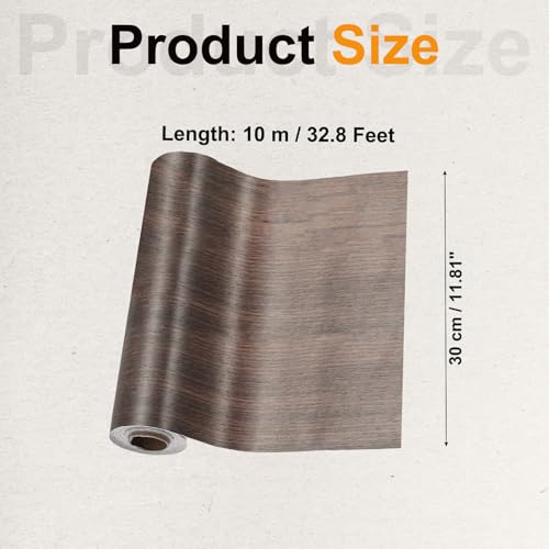 Image of PATIKIL Wood Grain Tape 12 inch x 32 ft, Self-Adhesive Wood Texture Repair Tape Realistic Wooden Effect Patch for Furniture Cabinets Floor Walls, Black Walnut