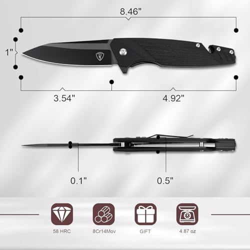 Image of AUBEY Pocket Knife, 8Cr14Mov Steel Blade 3.54 inch, Multitool Folding Knife HYG | Glass Breaker, Seat Belt Cutter, G10 Handle, Gift for EDC, Outdoor, Survival, Camping, Hiking, Outdoor Use & Road Trips