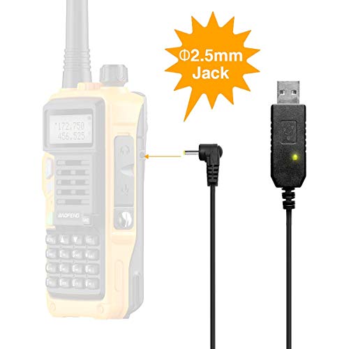 Cable cargador BaoFeng 2.5mm USB con luz indicadora miniatura 5