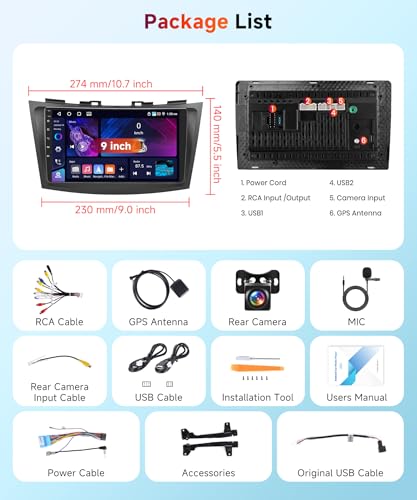 4G+64G for Suzuki Swift 4 2011-2015 Car Radio Stereo with DSP/32EQ Wireless Carplay Android Auto, Hodozzy 9 inch 1280P Touchscreen Car Radio Bluetooth 5.0 GPS WiFi FM/RDS SWC Reverse Camera - Image 6