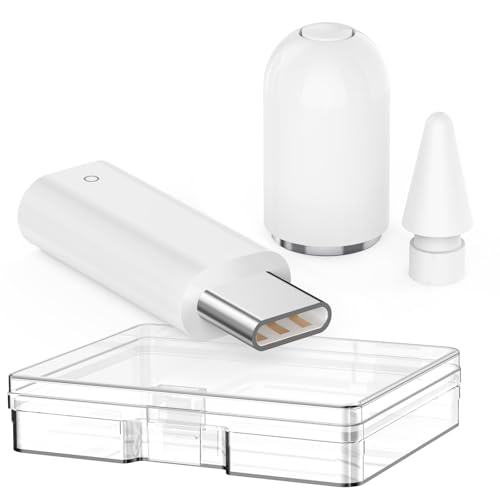Delidigi Adaptador Lightning a USB C Cargador para Apple Pencil 1 Generacion con Puntas y Tapa Magnética, para Apple Pencil para iPad A16 11.ª/10.ª Generación, Carga y Emparejamiento por Bluetooth