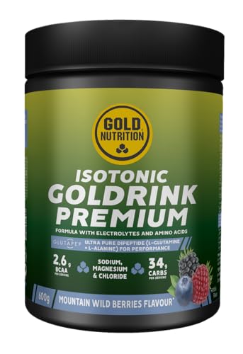 GoldNutrition Goldrink Premium | Bebida deportiva Isotónica en polvo | Con GLUTAPEP, electrolitos y aminoácidos | 600g (Frutas del bosque)