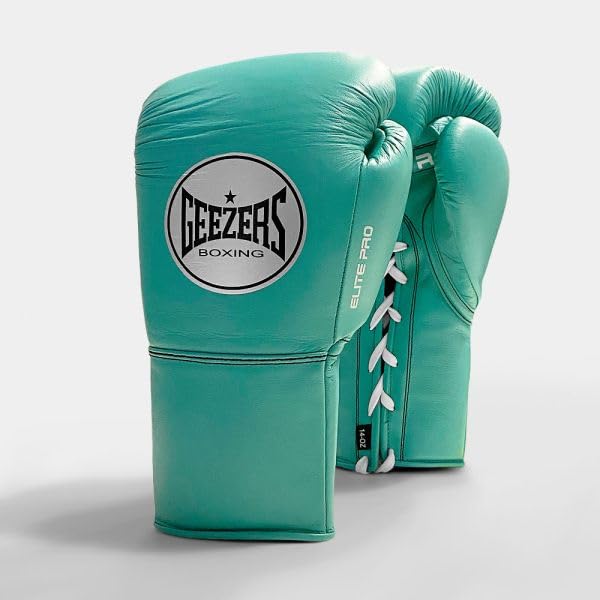 Geezers Boxing Elite Pro 2.0 Lace Up Sparring/Training Gloves - Mens, Womens Boxing Laced Gloves - Sparring gloves - Ideal for Heavy Duty Punch Bags (Mint Green, 14oz)
